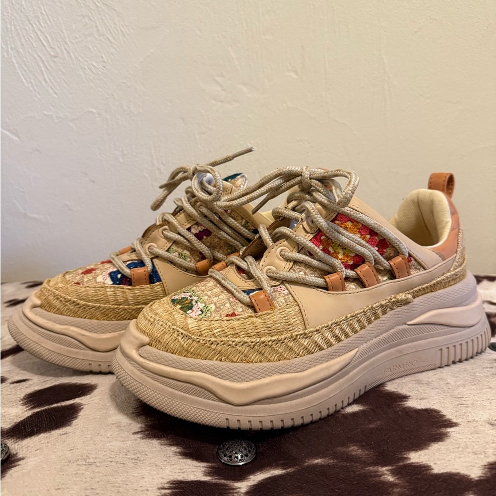 Farm Rio Sneakers - chunky bloom crotchet EUC
